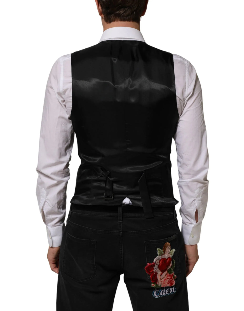 Dolce & Gabbana Black Wool Men Dress Formal Waistcoat Vest - Zeiniez