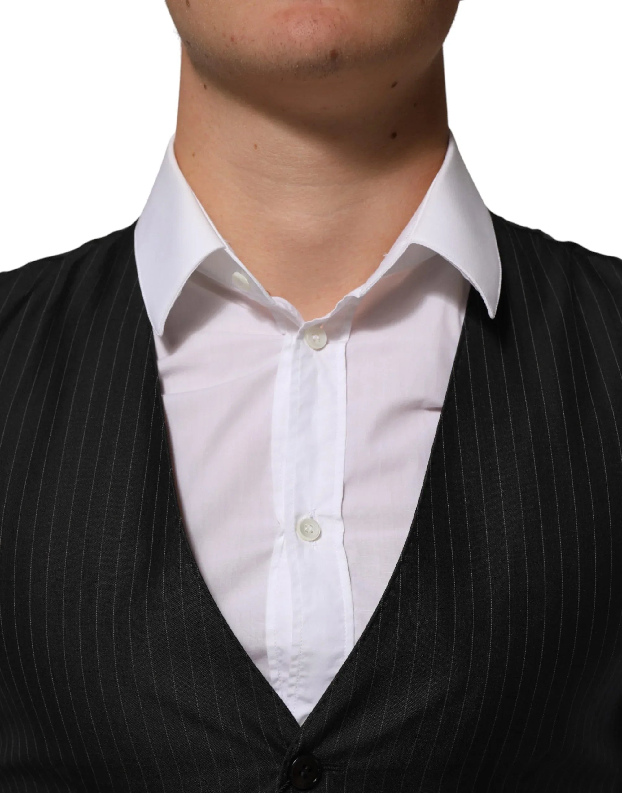 Dolce & Gabbana Black Wool Men Dress Formal Waistcoat Vest - Zeiniez