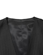 Dolce & Gabbana Black Wool Men Dress Formal Waistcoat Vest - Zeiniez