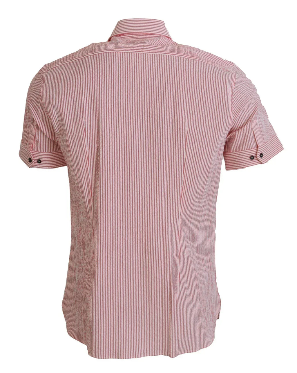 Dolce & Gabbana Red White Striped Cotton Short Sleeve Shirt - Zeiniez