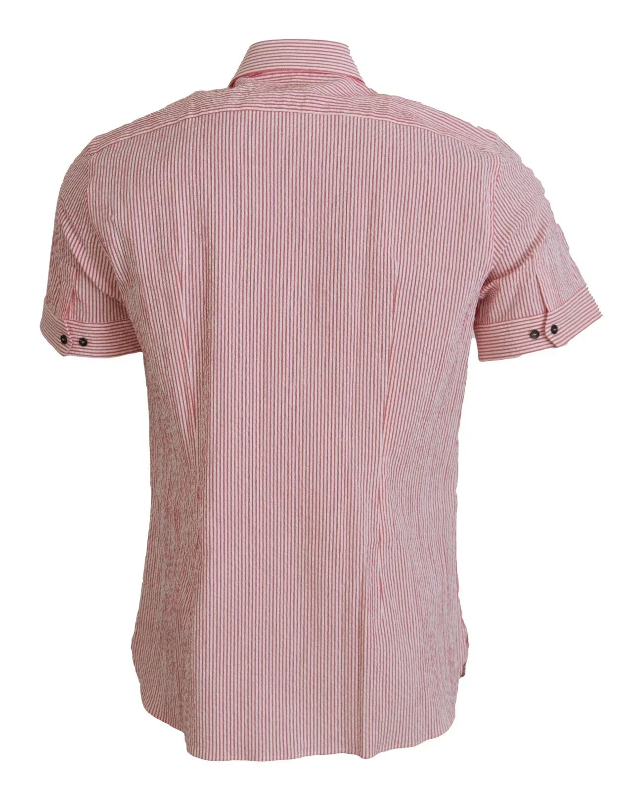 Dolce & Gabbana Red White Striped Cotton Short Sleeve Shirt - Zeiniez