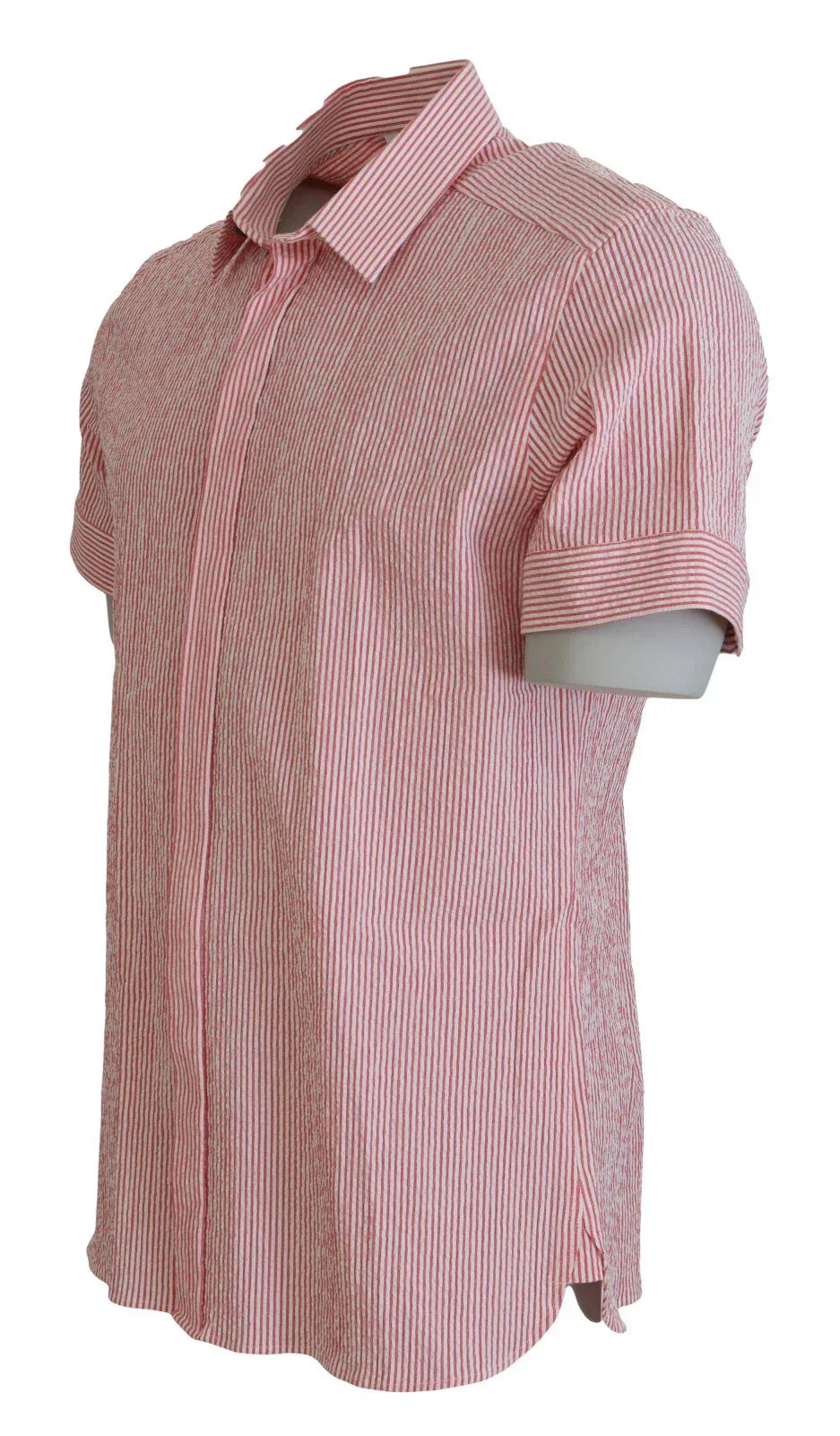 Dolce & Gabbana Red White Striped Cotton Short Sleeve Shirt - Zeiniez