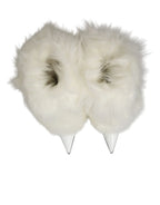 Dolce & Gabbana White Fur Pointed Knee High Stiletto Boots Shoes - Zeiniez