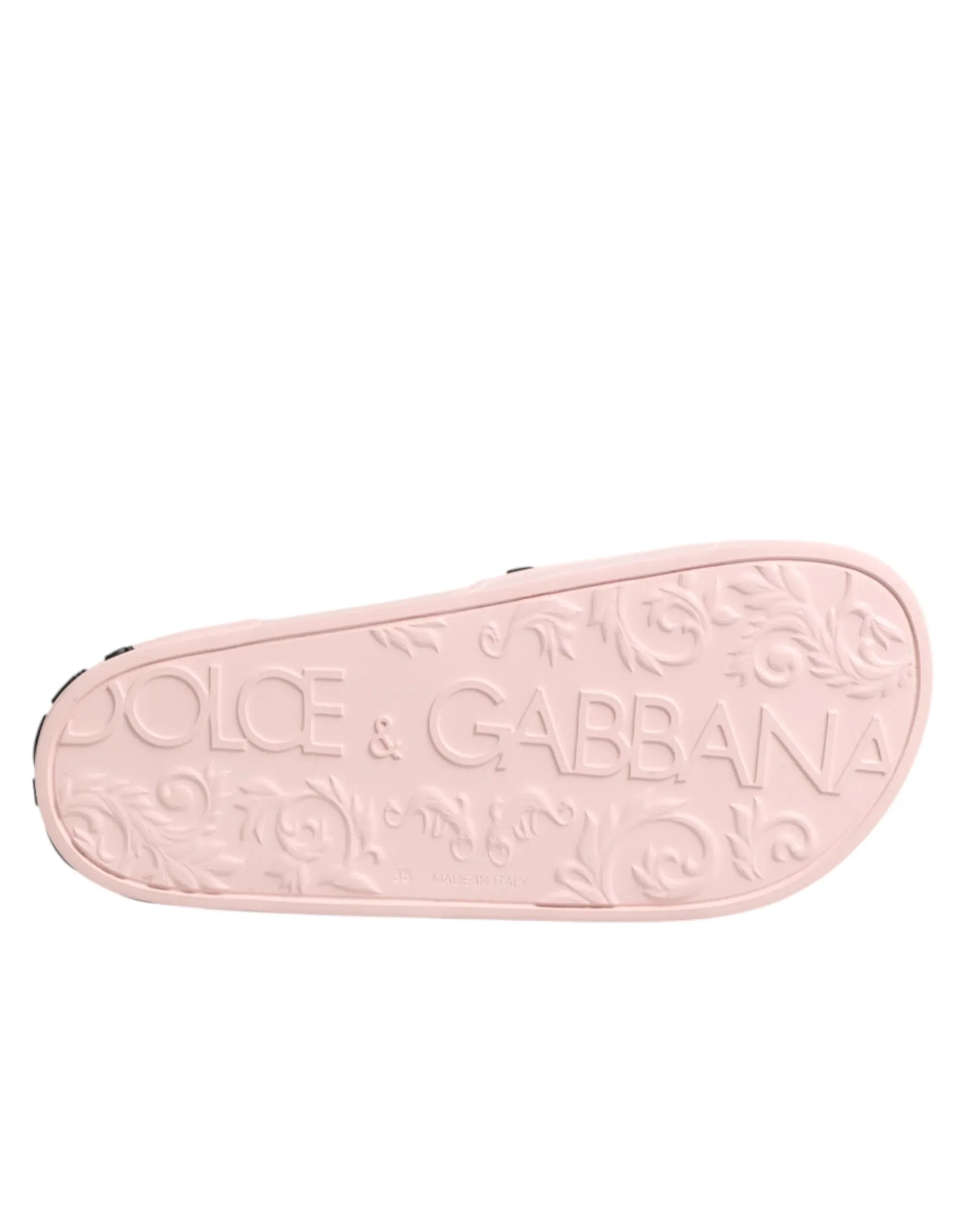 Dolce & Gabbana Pink Rubber Slides Sandals Beachwear Shoes - Zeiniez