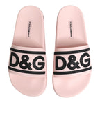 Dolce & Gabbana Pink Rubber Slides Sandals Beachwear Shoes - Zeiniez