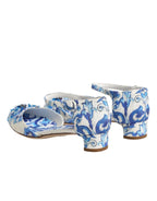Dolce & Gabbana White Blue Floral Crystal Ankle Straps Shoes - Zeiniez