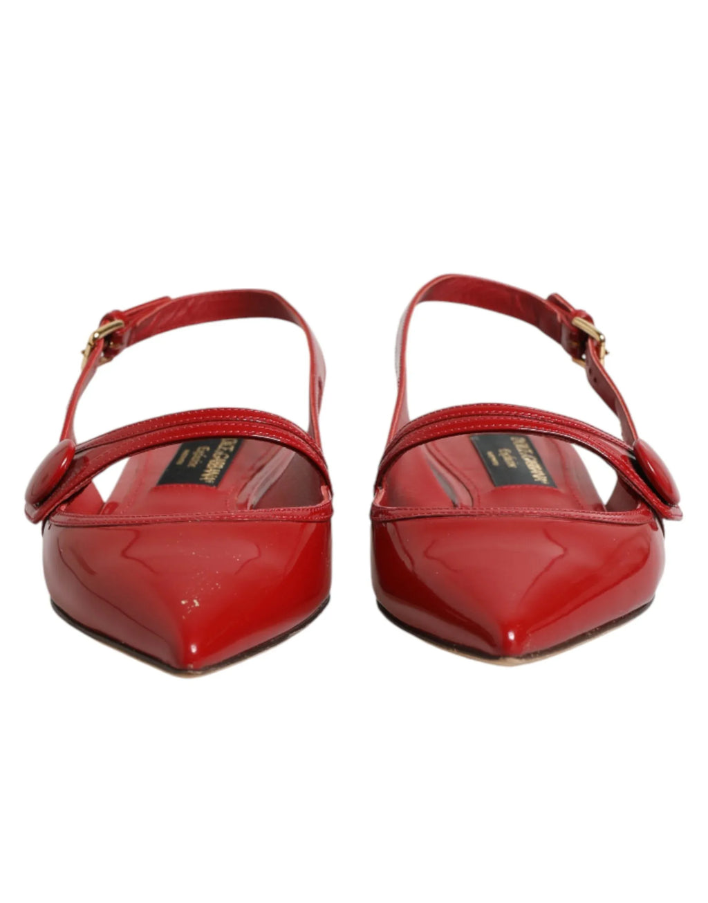 Dolce & Gabbana Red Leather Slingback Flats Sandals Shoes - Zeiniez