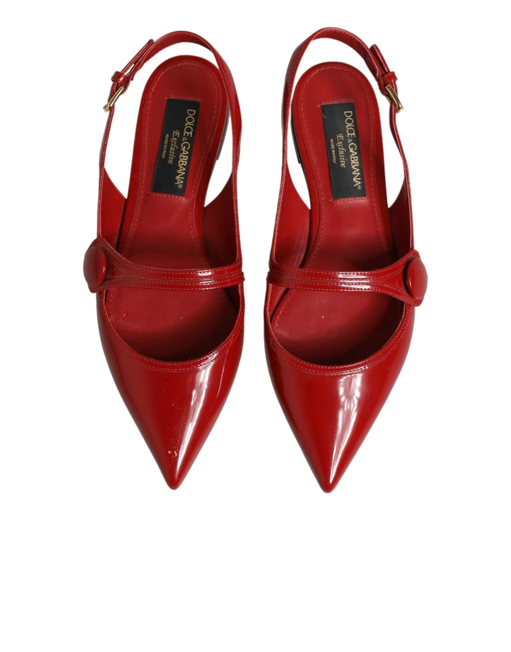 Dolce & Gabbana Red Leather Slingback Flats Sandals Shoes - Zeiniez