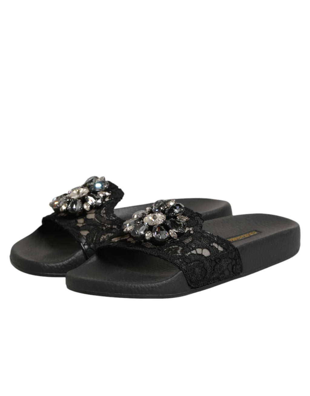 Dolce & Gabbana Black Devotion Matelassé Leather Slides Shoes - Zeiniez