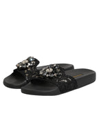 Dolce & Gabbana Black Devotion Matelassé Leather Slides Shoes - Zeiniez