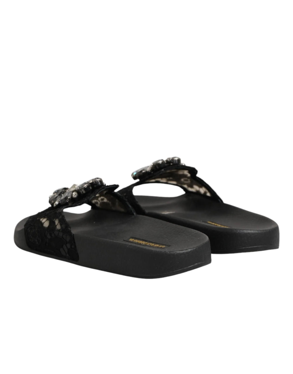 Dolce & Gabbana Black Devotion Matelassé Leather Slides Shoes - Zeiniez