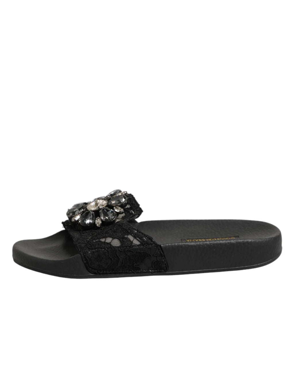 Dolce & Gabbana Black Devotion Matelassé Leather Slides Shoes - Zeiniez
