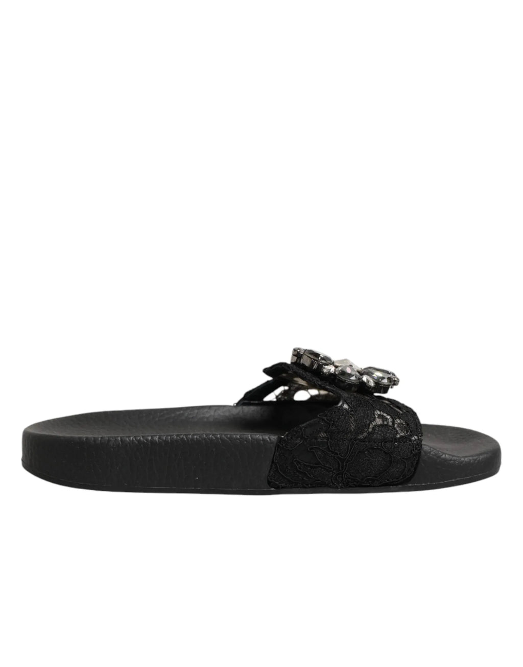 Dolce & Gabbana Black Devotion Matelassé Leather Slides Shoes - Zeiniez