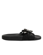 Dolce & Gabbana Black Devotion Matelassé Leather Slides Shoes - Zeiniez
