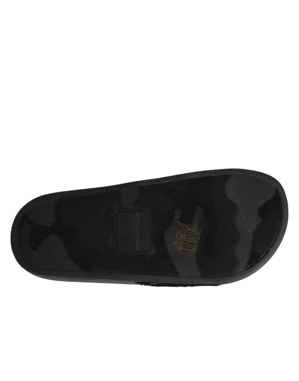 Dolce & Gabbana Black Devotion Matelassé Leather Slides Shoes - Zeiniez