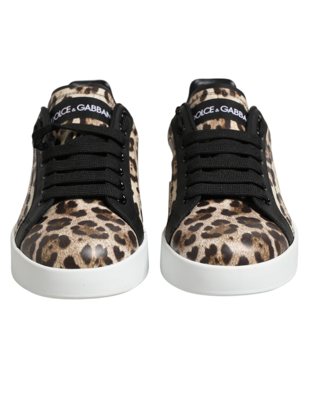 Dolce & Gabbana Brown Leather Leopard Low Top Sneakers Shoes - Zeiniez