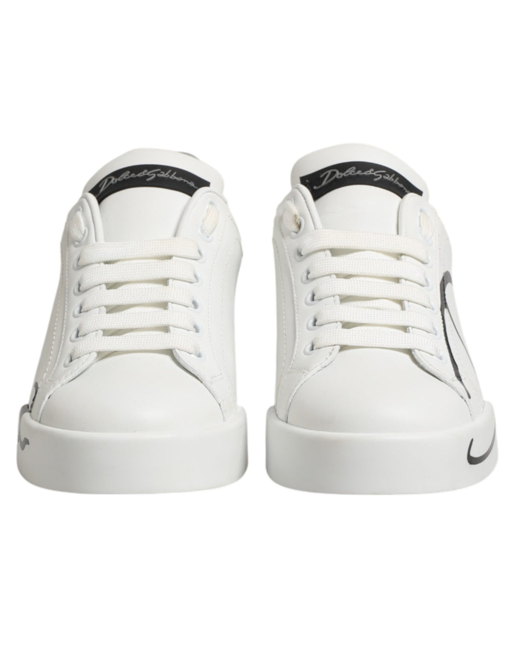 Dolce & Gabbana White Gray Low Top Leather Sneaker Shoes - Zeiniez