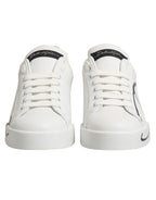 Dolce & Gabbana White Gray Low Top Leather Sneaker Shoes - Zeiniez