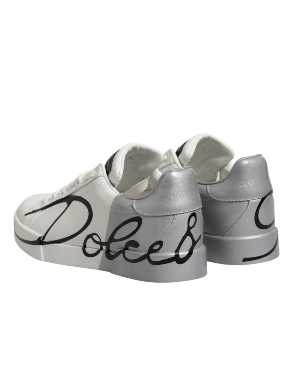 Dolce & Gabbana White Gray Low Top Leather Sneaker Shoes - Zeiniez