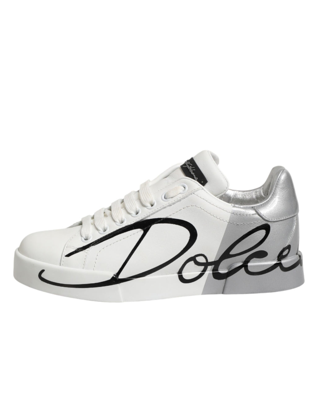 Dolce & Gabbana White Gray Low Top Leather Sneaker Shoes - Zeiniez