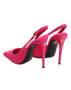 Dolce & Gabbana Pink Suede High Heels Slingback Shoes - Zeiniez