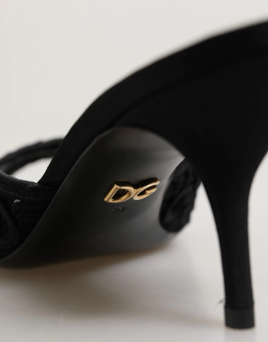 Dolce & Gabbana Black Embroidered Slip On Heels Slides Shoes - Zeiniez