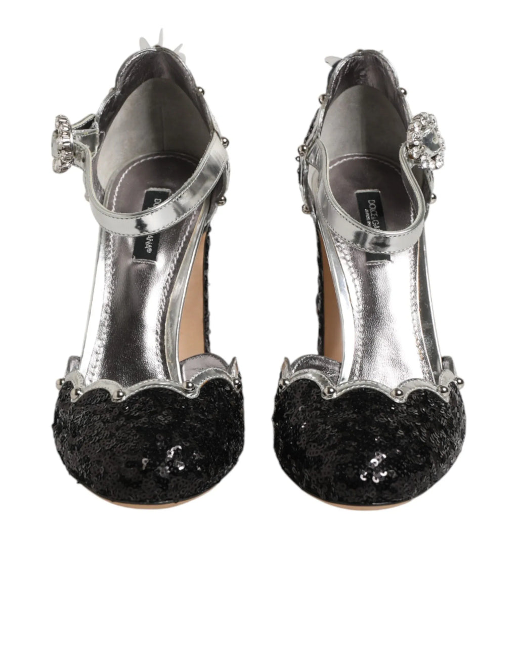 Dolce & Gabbana Black Sequined Ankle Strap Sandals Shoes - Zeiniez