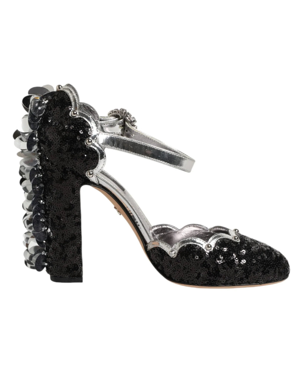 Dolce & Gabbana Black Sequined Ankle Strap Sandals Shoes - Zeiniez