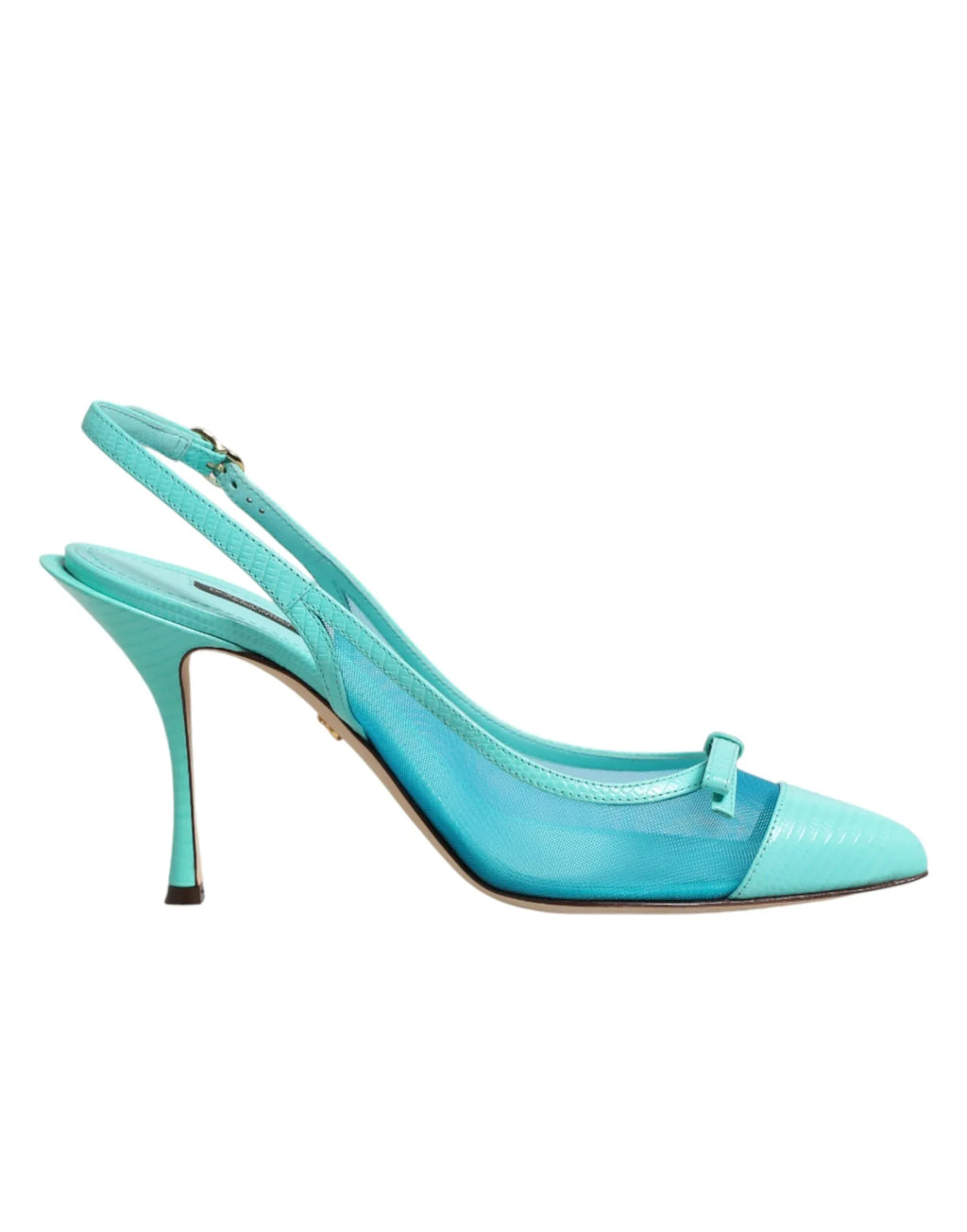 Dolce & Gabbana Blue Leather Mesh Heels Slingback Shoes - Zeiniez