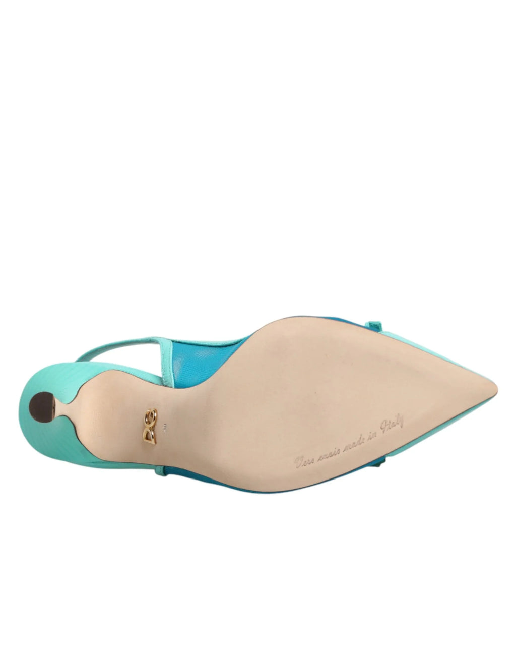 Dolce & Gabbana Blue Leather Mesh Heels Slingback Shoes - Zeiniez