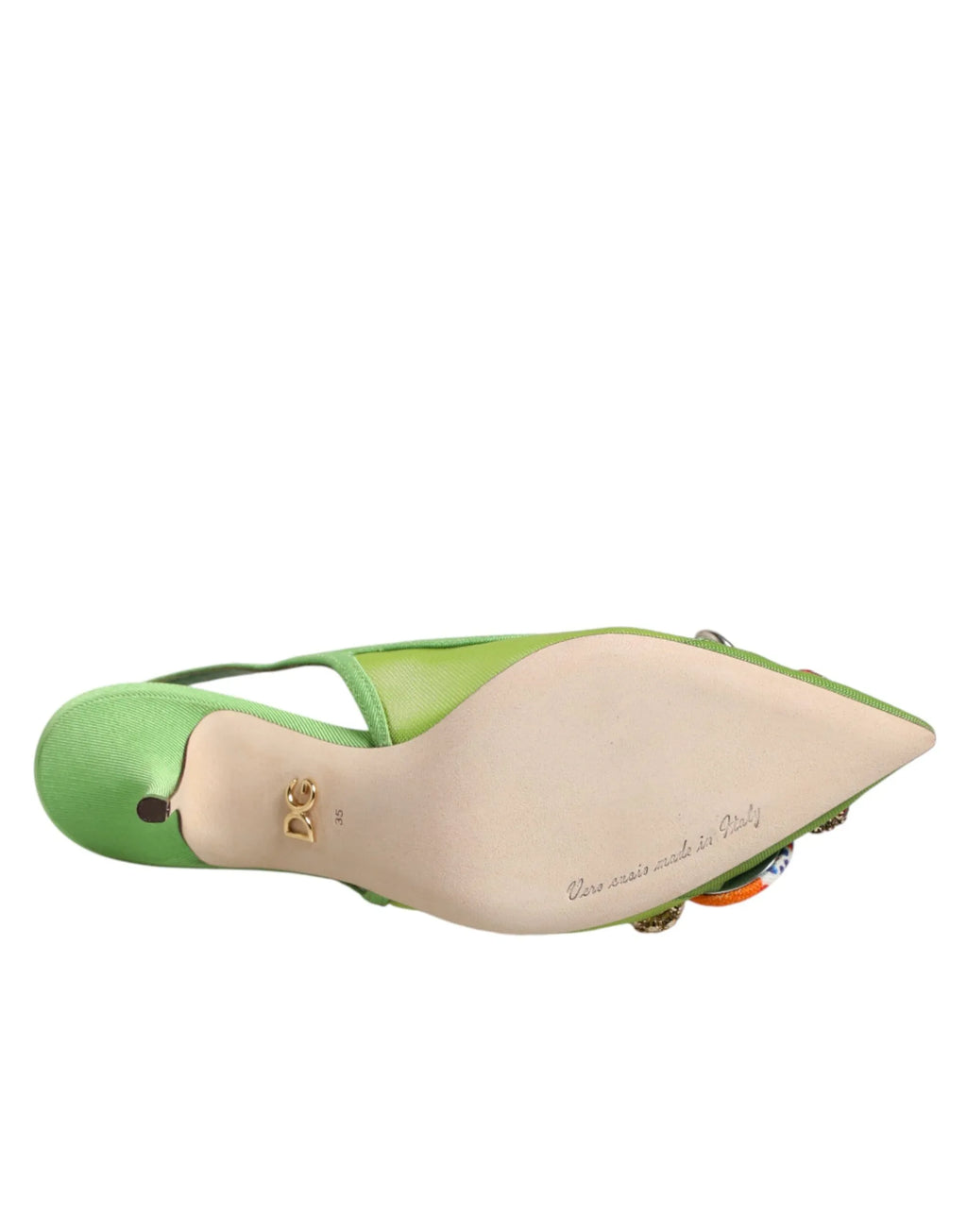 Dolce & Gabbana Green Embellished Heels Slingbacks Shoes - Zeiniez
