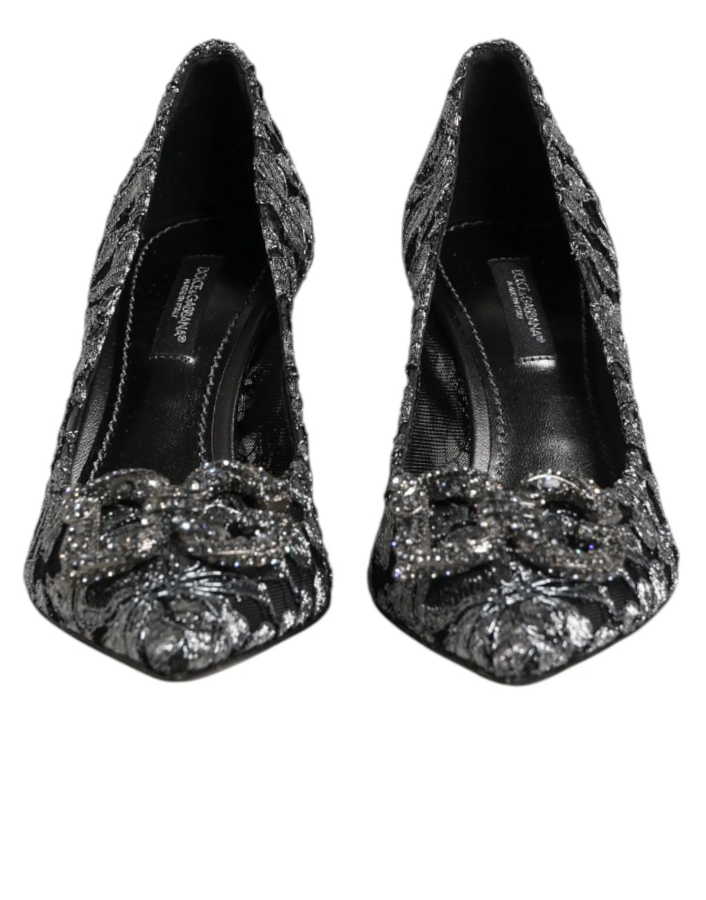 Dolce & Gabbana Silver Lace DG Amore Heels Pumps Shoes - Zeiniez