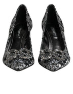 Dolce & Gabbana Silver Lace DG Amore Heels Pumps Shoes - Zeiniez