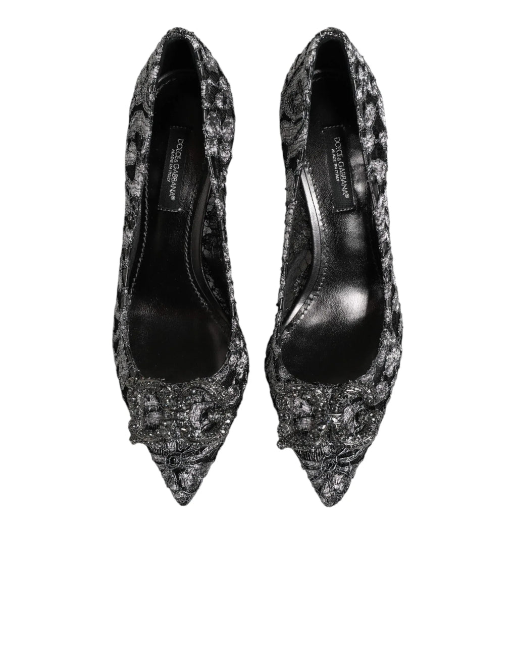 Dolce & Gabbana Silver Lace DG Amore Heels Pumps Shoes - Zeiniez
