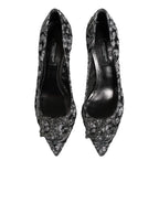 Dolce & Gabbana Silver Lace DG Amore Heels Pumps Shoes - Zeiniez