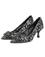 Dolce & Gabbana Silver Lace DG Amore Heels Pumps Shoes - Zeiniez