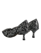 Dolce & Gabbana Silver Lace DG Amore Heels Pumps Shoes - Zeiniez