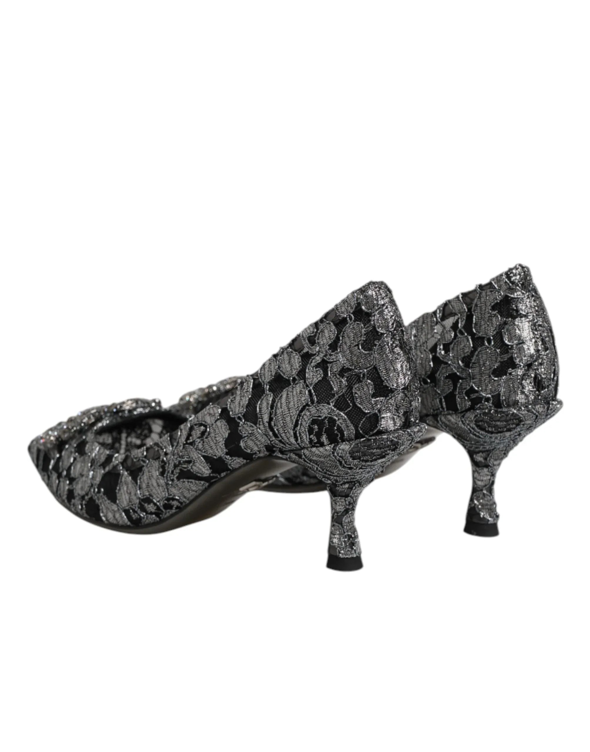 Dolce & Gabbana Silver Lace DG Amore Heels Pumps Shoes - Zeiniez