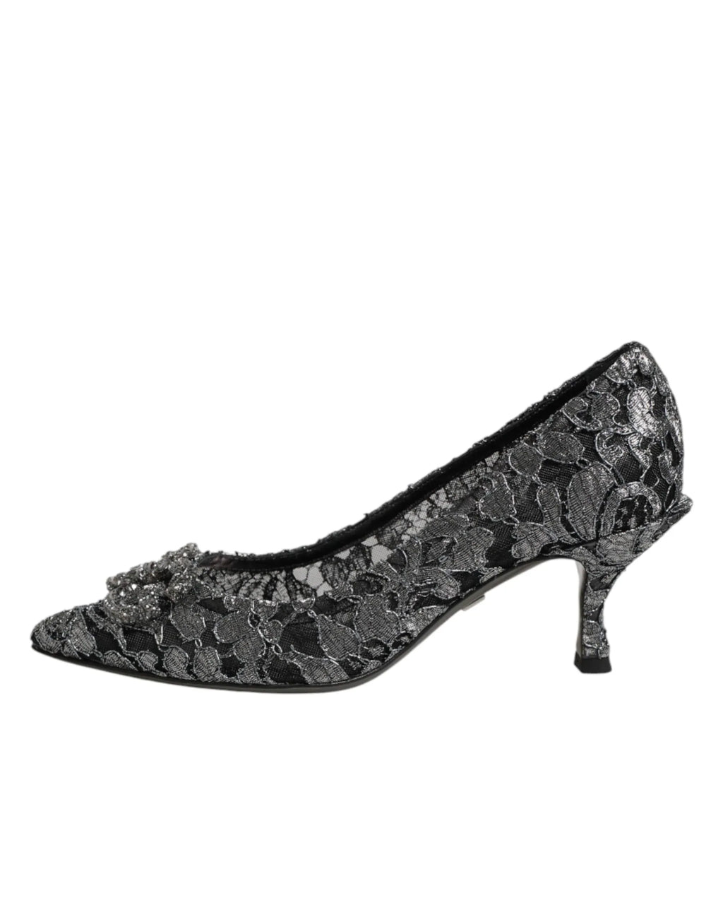 Dolce & Gabbana Silver Lace DG Amore Heels Pumps Shoes - Zeiniez