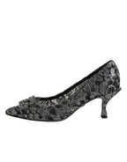 Dolce & Gabbana Silver Lace DG Amore Heels Pumps Shoes - Zeiniez