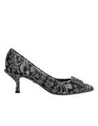 Dolce & Gabbana Silver Lace DG Amore Heels Pumps Shoes - Zeiniez