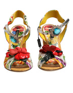 Dolce & Gabbana Multicolor Floral Crystal Embellished Sandals Shoes - Zeiniez