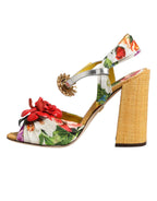 Dolce & Gabbana Multicolor Floral Crystal Embellished Sandals Shoes - Zeiniez