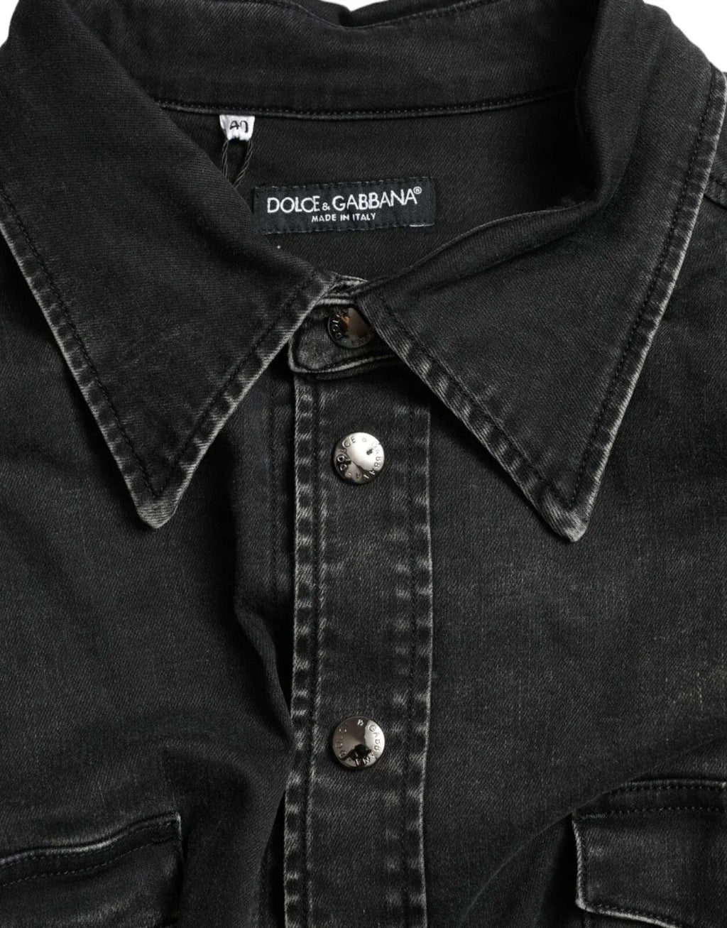 Dolce & Gabbana Black Cotton Long Sleeve Denim Casual Shirt - Zeiniez