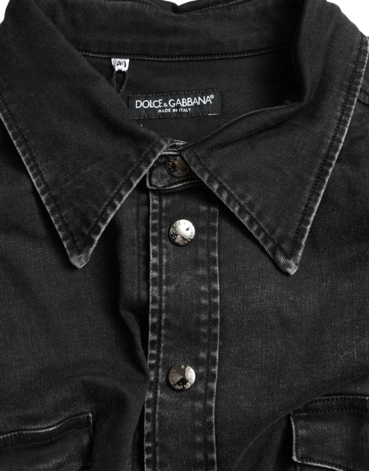 Dolce & Gabbana Black Cotton Long Sleeve Denim Casual Shirt - Zeiniez