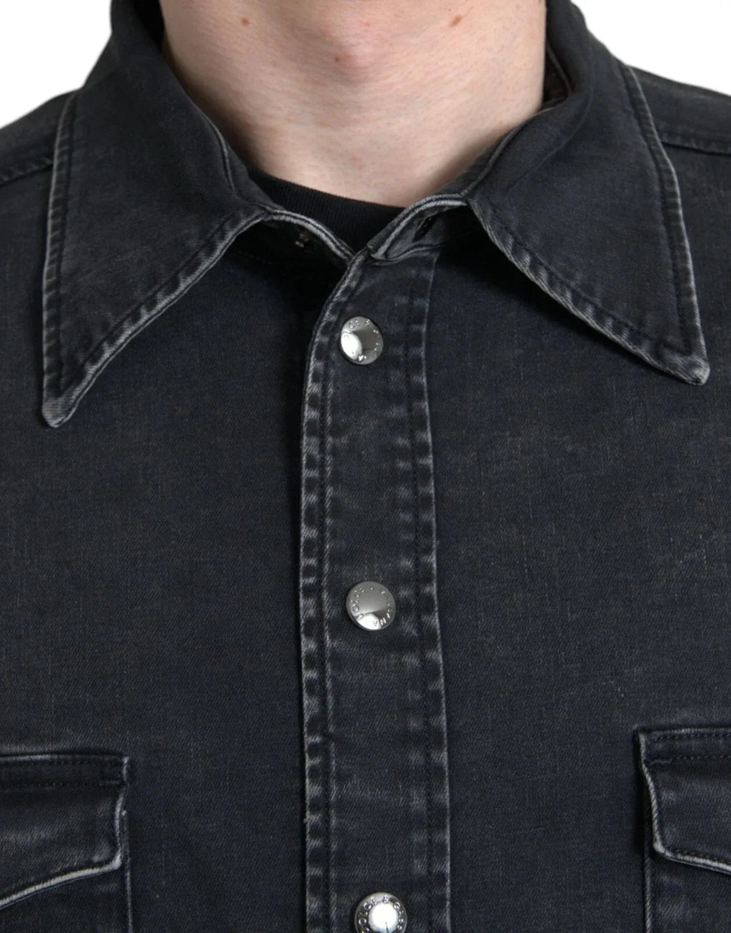 Dolce & Gabbana Black Cotton Long Sleeve Denim Casual Shirt - Zeiniez