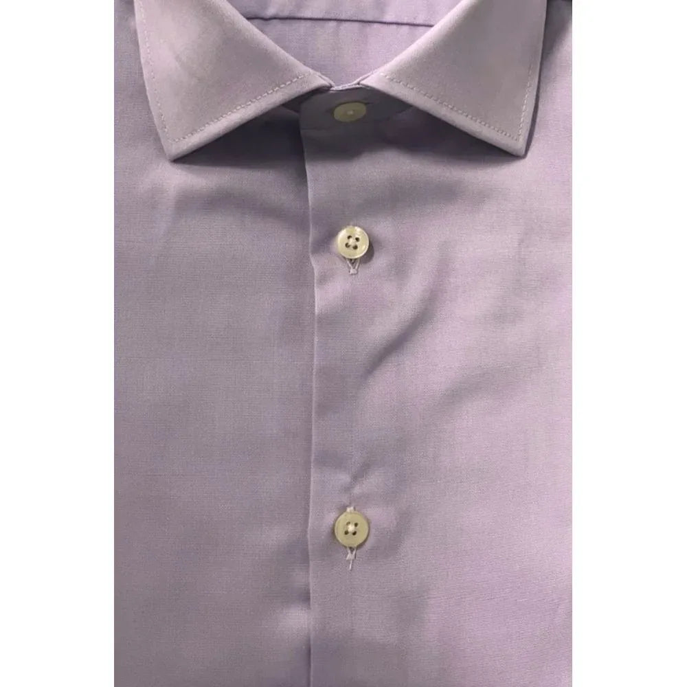 Baldinini Trend Purple Cotton Men Shirt - Zeiniez
