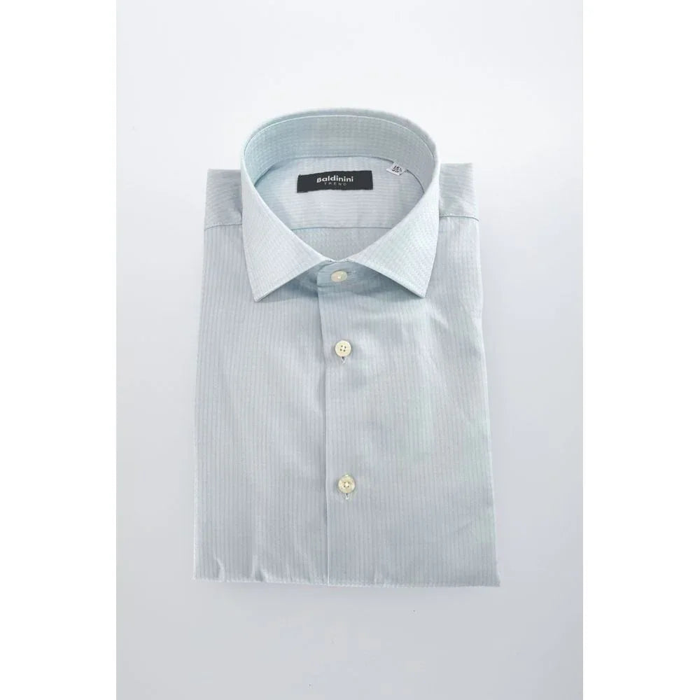 Baldinini Trend Light Blue Cotton Men Shirt - Zeiniez