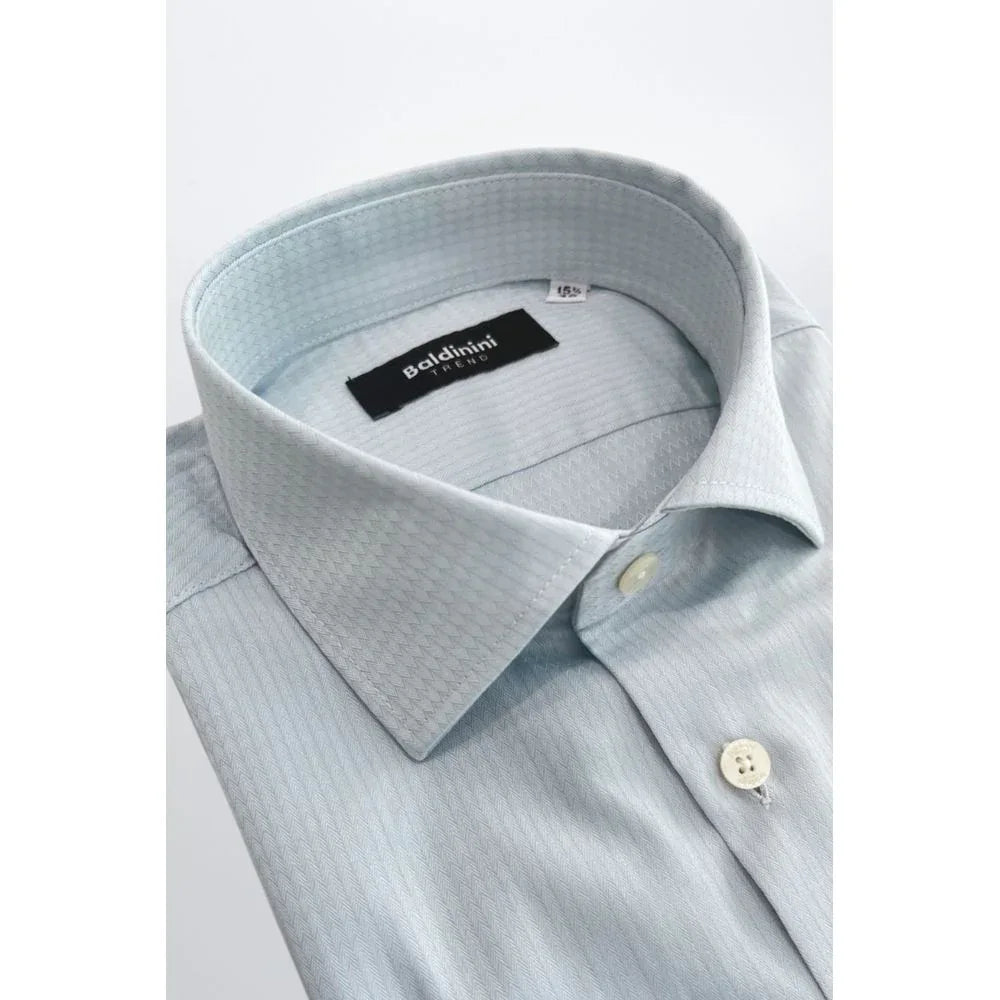 Baldinini Trend Light Blue Cotton Men Shirt - Zeiniez