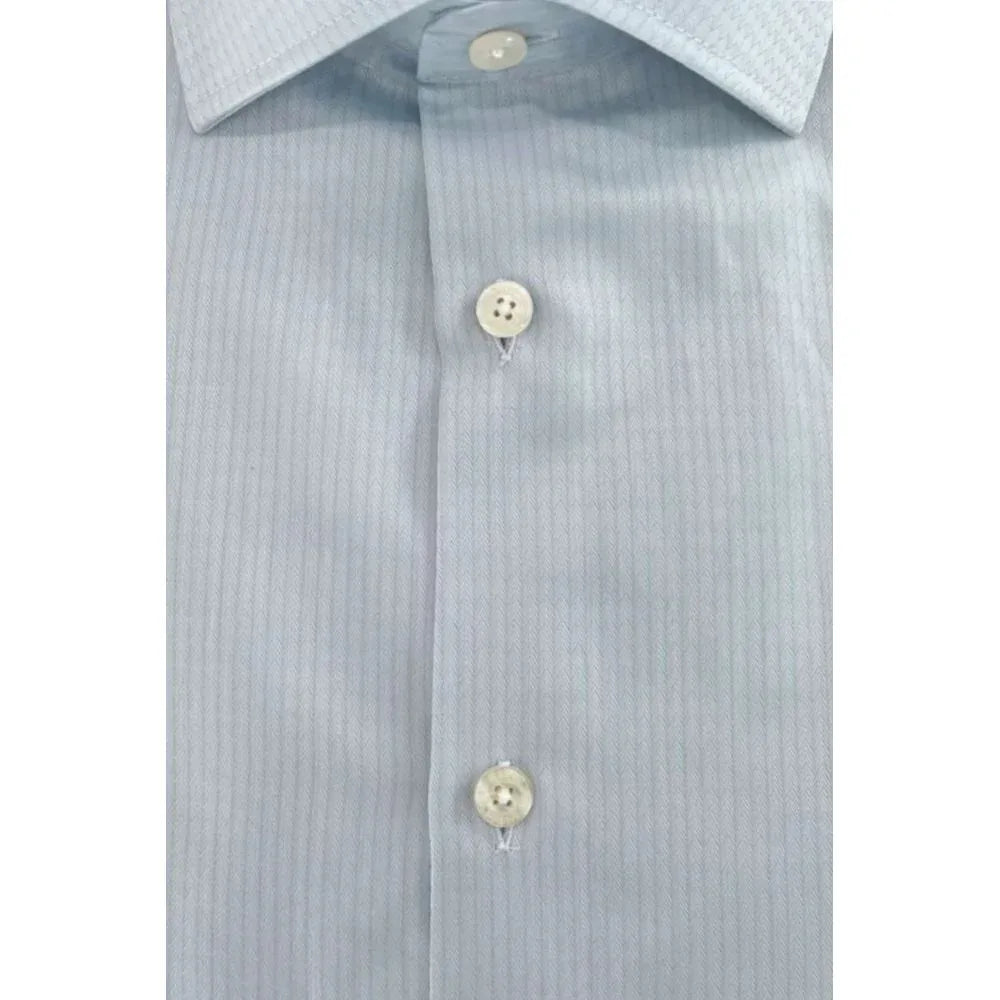 Baldinini Trend Light Blue Cotton Men Shirt - Zeiniez